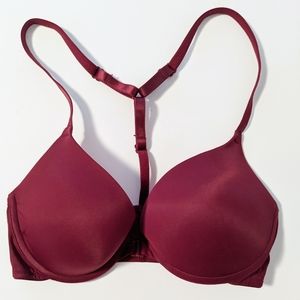 PINK Victoria's Secret  Burgundy Wear Everywhere Push Up Bra 32C
